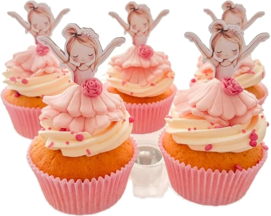Rosa Cupcakes mit Ballerina-Figuren